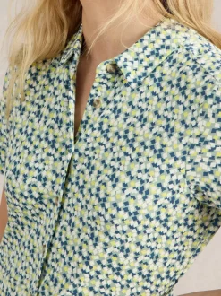 White Stuff Rua Jersey Shirt Dress Green Multi