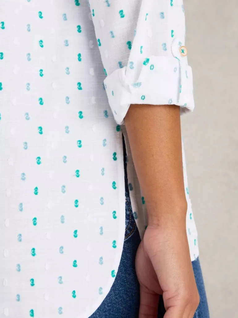 White Stuff Sophie Longline Cot Shirt Ivory MLT