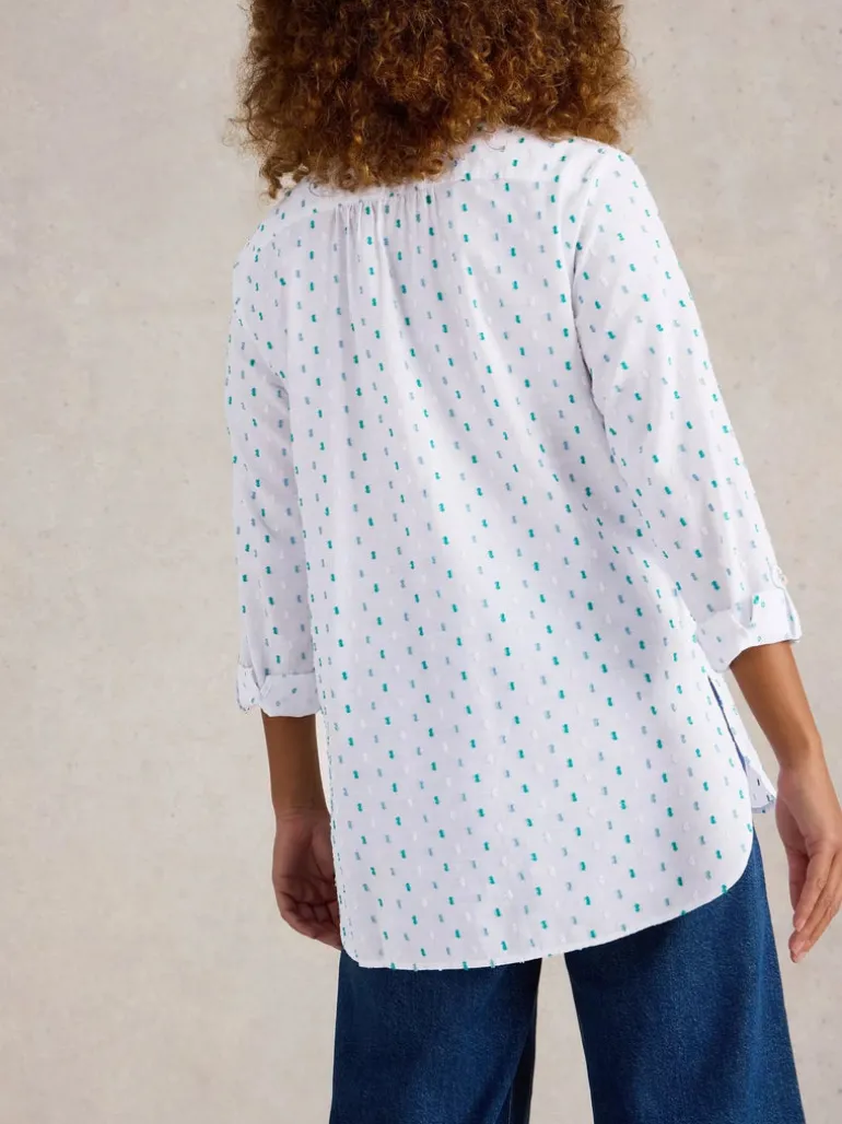 White Stuff Sophie Longline Cot Shirt Ivory MLT