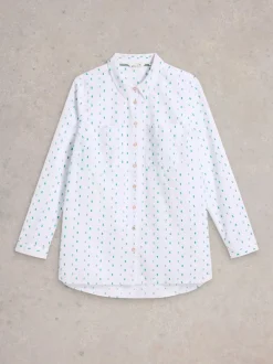 White Stuff Sophie Longline Cot Shirt Ivory MLT