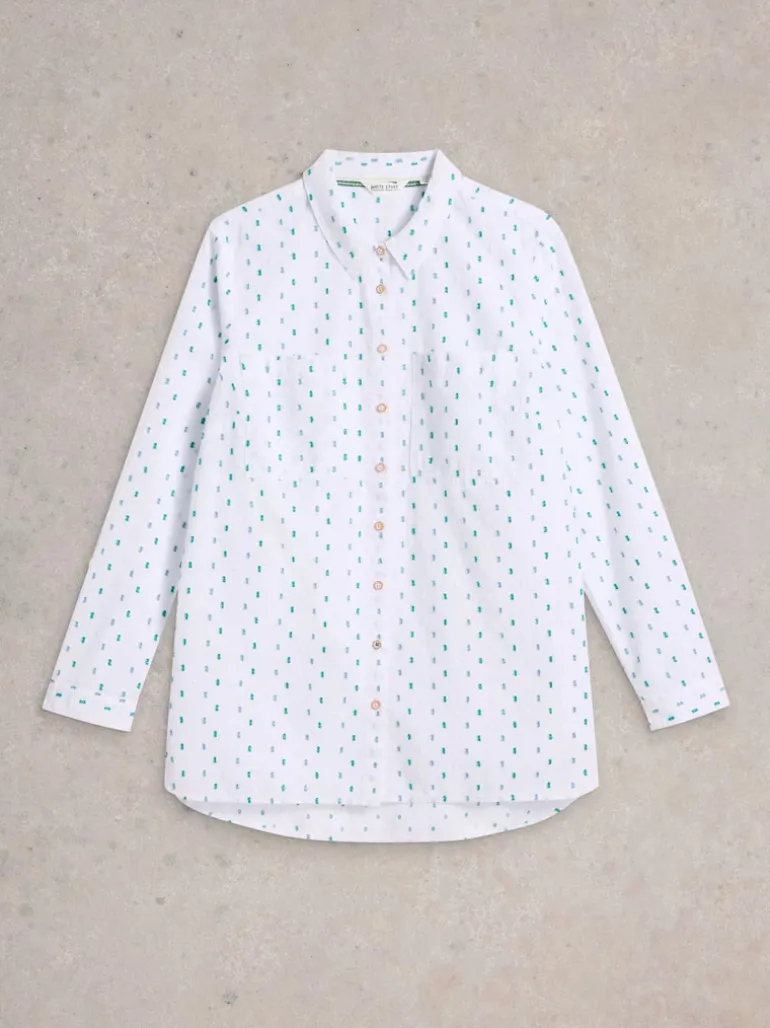White Stuff Sophie Longline Cot Shirt Ivory MLT