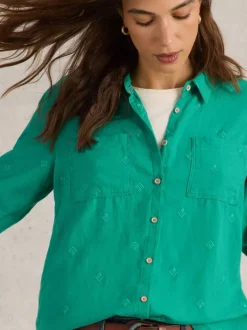 White Stuff Sophie Organic Cotton Shirt Bright Green