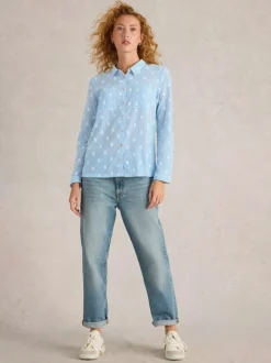 White Stuff Sophie Organic Cotton Shirt Blue MLT