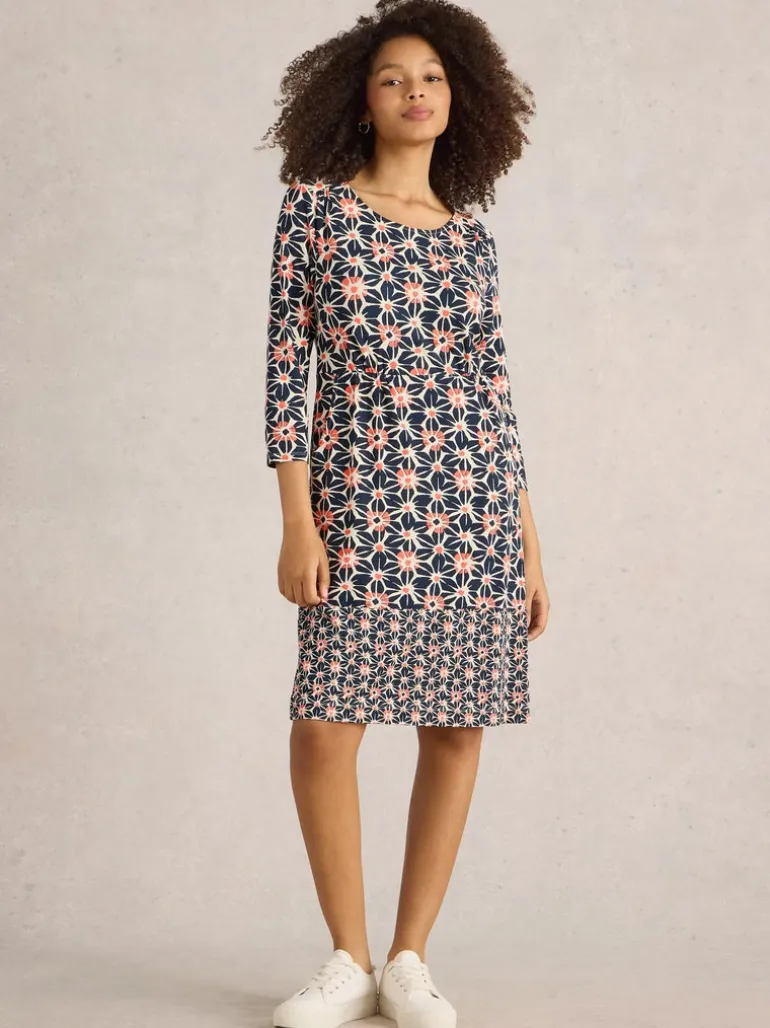 White Stuff Tallie Jersey Dress Navy Print