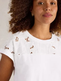 White Stuff Thea Broderie Tee Bril White