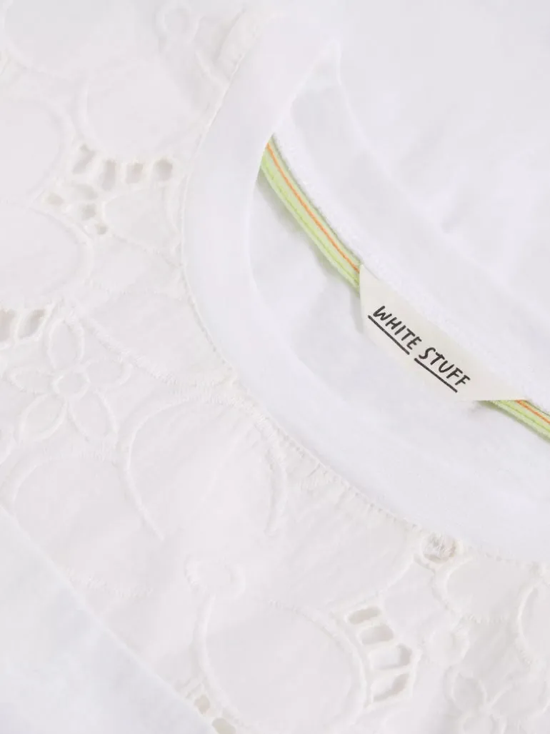 White Stuff Thea Broderie Tee Bril White