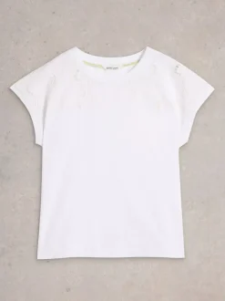 White Stuff Thea Broderie Tee Bril White