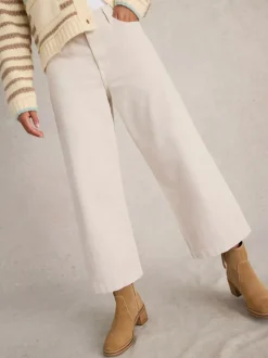 White Stuff Tia Wide Leg Crop Jean Nat White
