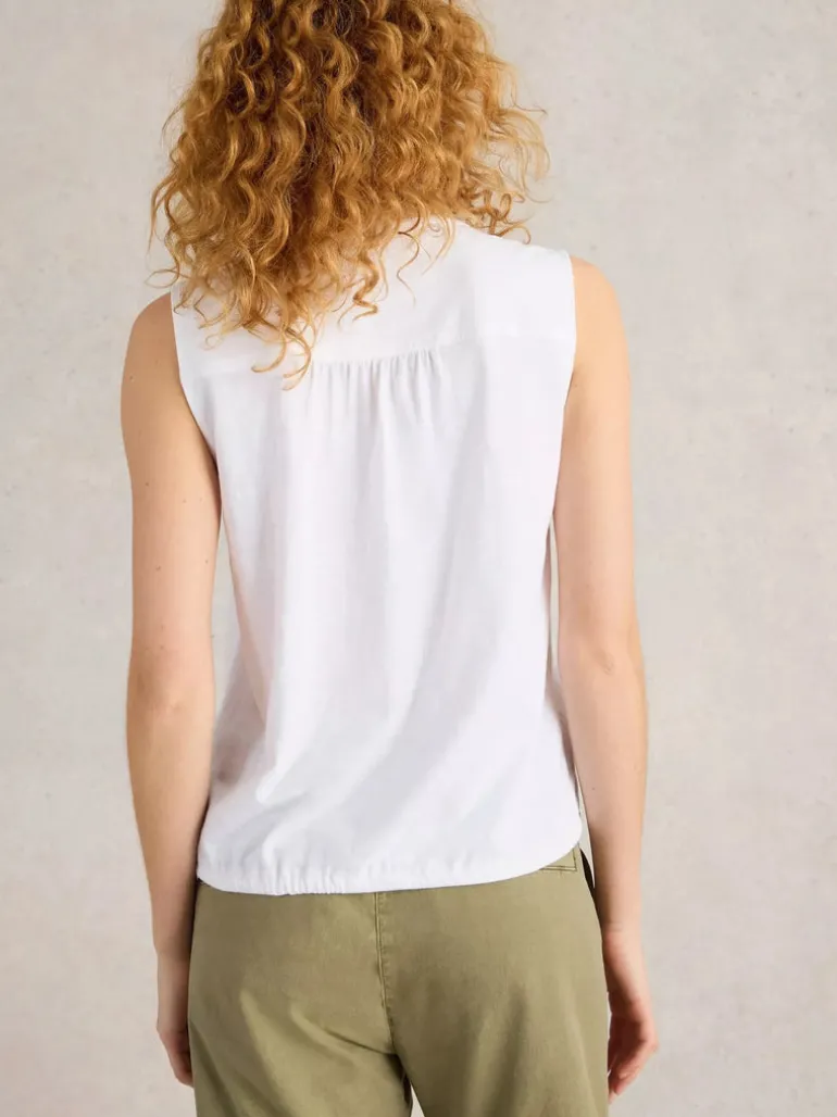 White Stuff Tulip Sleeveless Shirt Bril White