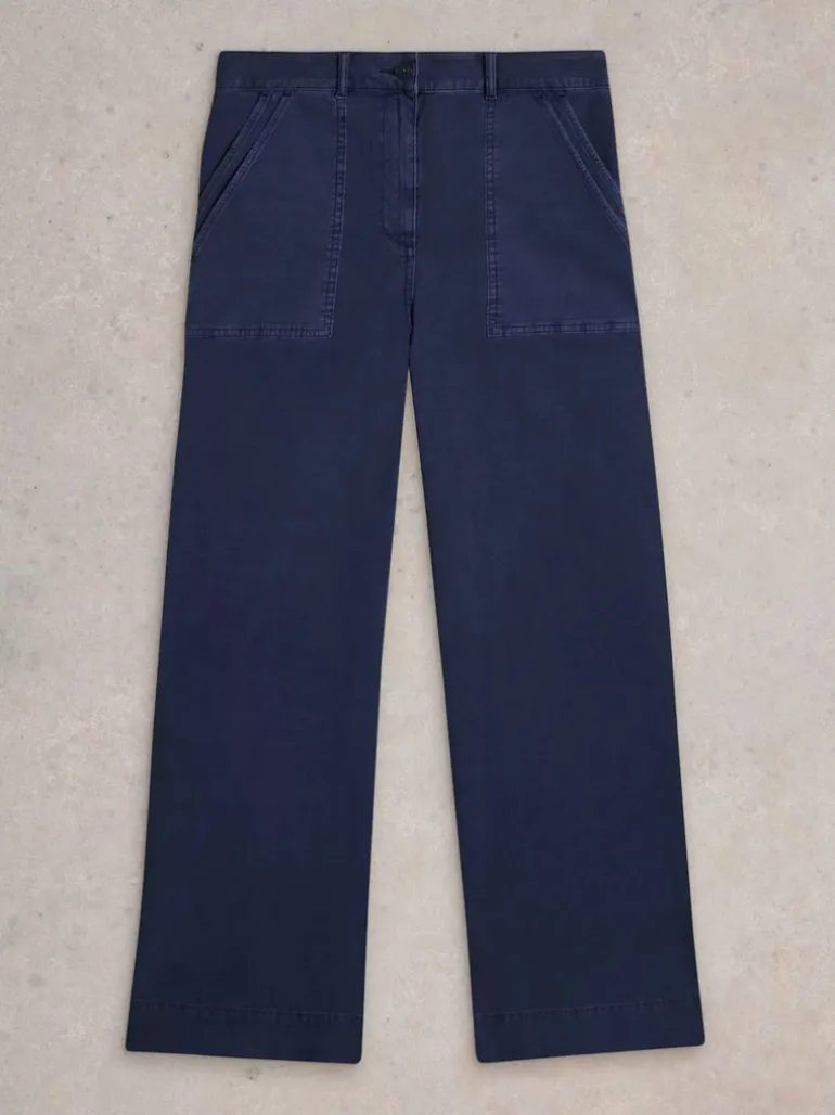 White Stuff Twister Chino Wide Leg Trouser Navy